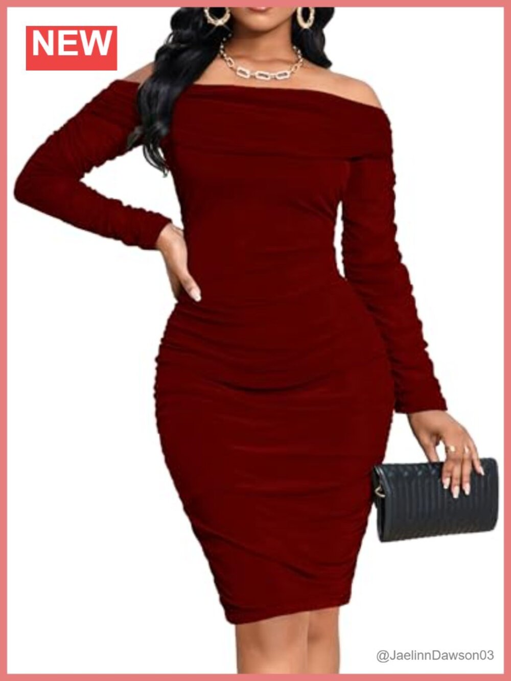 One Shoulder Ruched Mesh Bodycon Club Dress Long Sleeve Knee Length
